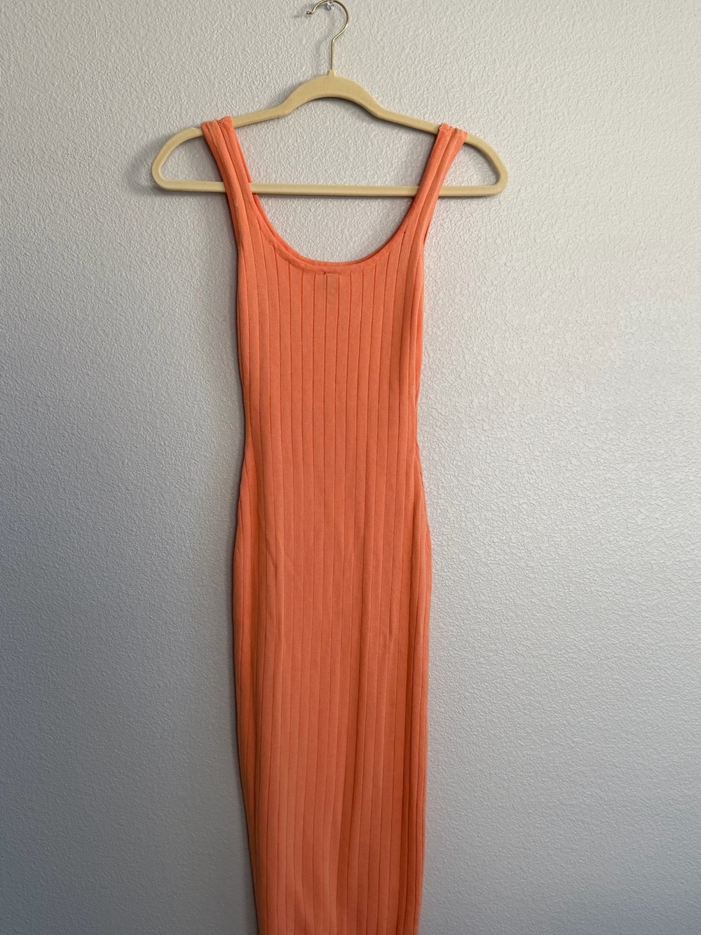 Windsor Ribbed Maxi Dress in Coral Orange